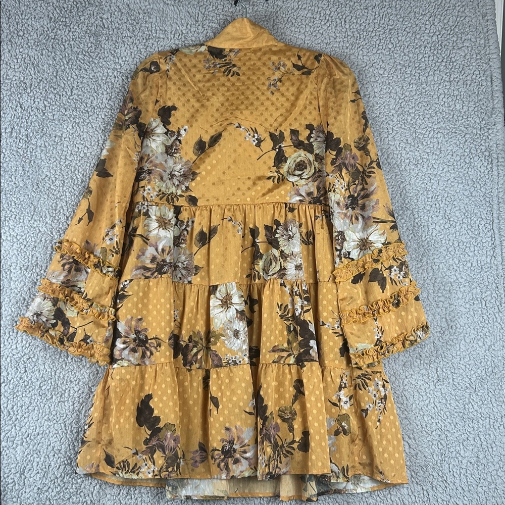 NWT BTFL-life (FreePeople) Tiered Long Sleeve Tie Neck Floral Dress Size S - Picture 14 of 16